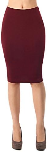 Trovani Pencil Skirt for Women's High Waist Stretch (Cotton) (Small, Red)