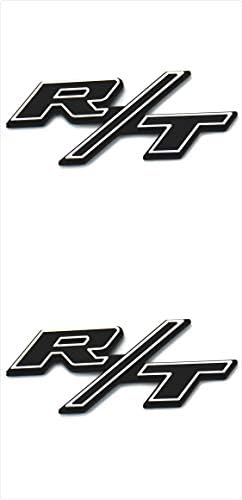 Qptimum D-RT-BS 2X RT R/T Fender Trunk Emblem Badge Sticker Decal Fit for Challenger Charger Avenger (Black)