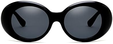 Oval Round Sunglasses | Clout Goggles Retro Kurt Cobain Glasses (Black)
