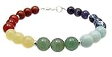 Chakra Energy Bracelet, 7 Chakras Balancing Gemstone Beaded, 7 3/4