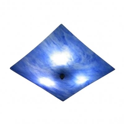 Feiyan Three Lights Tiffany Blue Glass Shade Semi Flush Mount