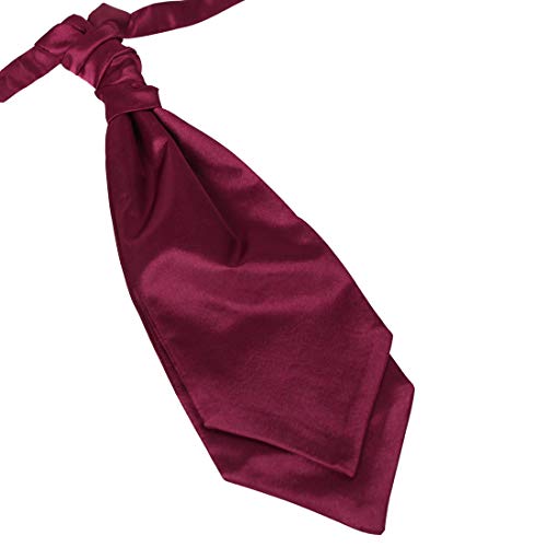Red Ascot Cravat Tie For Men Satin Solid PreTie For Mend Classic Ascot Scarf Fashion Dan Smith C.C.AQ.L.001 Wine Red - Thumbnail 2