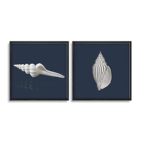 2 Piece Framed Canvas Wall Art for Living Room, Bedroom Conch Theme Canvas Prints for Home Decoration Ready to Hang - 16"x16"x2 Panels