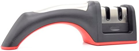 Knife Sharpener with Free Cleaning Kit By Lonan , Deluxe 2 Stage Knife Sharpening System for Steel Knife, Black with Stainless Steel