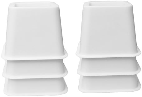 Bed Risers or Furniture Riser 3.75 Inch/each- Raises 3.75 Inches in Height - Heavy Duty Set of 6 (White)