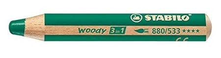 3 x Stabilo Woody 3 in 1 Multitalent Jumbo Bleistift – dunkel grün (880/533)