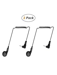 Commixc Listen Only Earpiece, 2.5mm Auricular de vigilancia Auriculares de radio policiales Auricular del FBI para Walkie Talkie y Micrófono de altavoz (paquete de 2)