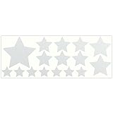 LiteMark Reflective White Assorted Stars Sticker Decals for Helmets, Bicycles, Strollers, Wheelchairs and More - Pack of 16