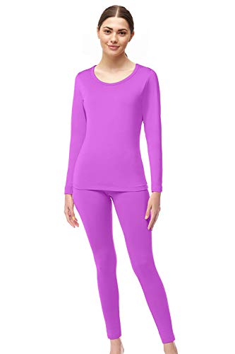 Womens Microfiber Fleece Thermal Underwear Long Johns Set AZ 2000 Purple M