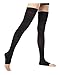 TOFLY Thigh High Compression Stockings, Opaque, Firm Support 20-30 mmHg Gradient Compression Silicone Band, Open Toe Compression Stockings, Treatment Swelling, Varicose Veins, Edema