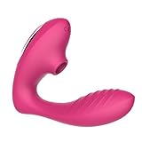 Clitoral Sucking Vibrator with Clitoris Sucker and G-Spot Stimulation, Wearable Dildos Couple Vibrators with 10 Suction & Vibration Settings, Rechargeable Waterproof Massager Sex Toys for Women Pink
