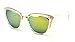 V.W.E. Womens Cat Eye Mirrored Revo Reflective Lenses Oversized Cateyes Sunglasses (Clear/Yellow Mirror Lens)