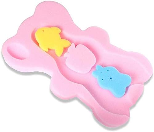 UNAOIWN Baby Bath Sponge Infant Cushion Comfy Anti Bacterial and Skid Proof Bathing Mat (Pink)