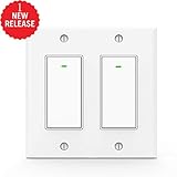 Wifi Light Switches,Smart Switch, Alexa Switch Compatible with Google Home and IFTTT, Wireless remote control, White Neutral wire required, Physical Button (2 gang)