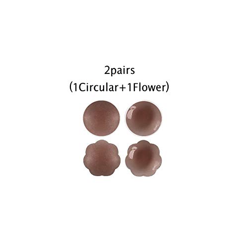 Nipple Covers Brown Dark Skin Tone Breast Petals Invisible Bra Reusable Adhesive Silicone Pasties 2 Pairs