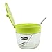 Small Sugar Bowl, Newness Clear Glass, Stainless Steel and Plastic Sugar Bowl with Lid and Sugar Spoon for Home and Kitchen, 7.09 Ounces(210 Milliliter), Green