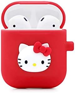 Muziwenju Airpods Protective Cover, Silicone Wireless Bluetooth Headset Airpods2 Charging Box, Cartoon Hello Kitty Cute All-Inclusive, Creative Personality Tide Brand Easy to Carry (Color : A)