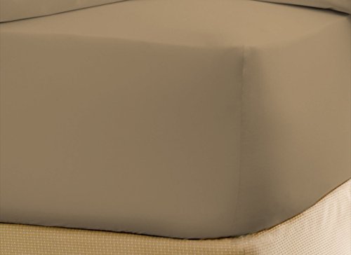 500-Thread-Count Egyptian Cotton Super Soft Extra Deep Pocket Fitted Sheet/Bottom Sheet Queen Solid Taupe Fit Up to 21" inches Deep Pocket Fully Elastic All Around
