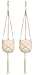 Mkono Macrame Plant Hanger Indoor Outdoor Hanging Planter Basket Cotton Rope 3 Legs 39 Inch, Set of 2