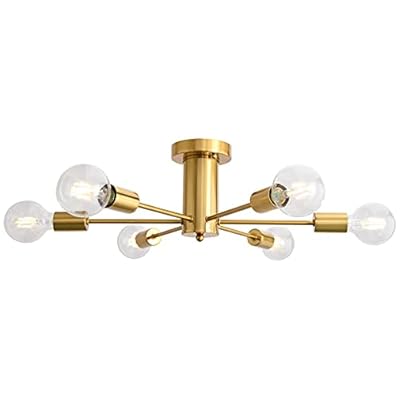 Buy Modern Ceiling Lamp Semi Flush Mount Yellow Gold Sputnik Chandeliers Vintage Industrial Ceiling Light Fixture For Living Dining Room Bedroom Kitchen Island Hallway Foyer Lighting Online In Turkey B089nmqc2z