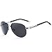 IALUKU Polarized Sunglasses Metal Frame Pilot Glasses Men Women (Silver/Black, 58)
