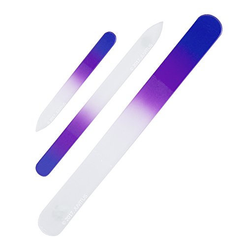 Set of 3 Sizes Ombre Crystal Glass Nail Files, Small and Medium Manicure Files and Large Pedicure File