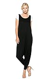 Annabelle Women's Comfy Rayon Solid Color Sleeveless Harem Plus Size Jumpsuits Black 2XL J8004X