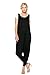 ANNABELLE Women's Comfy Rayon Solid Color Sleeveless Harem Jumpsuits Black Large J8004