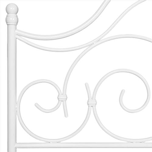 Leggett & Platt Rhapsody Metal Headboard Panel with Delicate Scrolls and Finial Posts, Glossy White Finish, King - Thumbnail 5