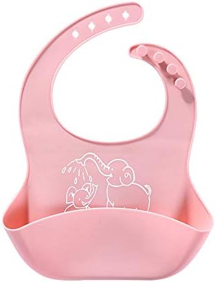 Gallity Cute Silicone Baby Bibs for Babies & Toddlers (10-72 Months) Waterproof, Soft, Easy Clean - Anti Bacterial, Anti MicrobialUnisex, Non Messy (Light pink)