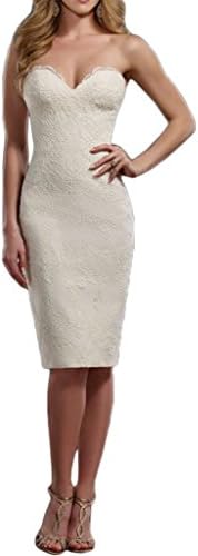 Gorgeous Bridal Short Sheath Sweetheart Lace Wedding Dresses for Bride 2017- US Size 10