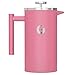 Coffee Gator French Press Coffee Maker- Insulated, Stainless Steel Manual Coffee Makers For Home, Camping w/ Travel Canister- Presses 4 Cup Serving- Large, Pink (34 fl oz)