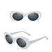 Clout Goggles Oval Mod Round Sunglasses Thick Frames Retro White Thick Lens INCLUDES Carrying Pouch & Cleaning Cloth By ARC