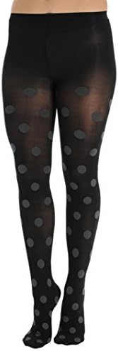 Womens Black Opaque Polka Dot Tights Hosiery Fashion Tights Sizes: Small-Medium