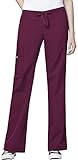 WonderWink Women's Scrubs Four Way Stretch Cargo Drawstring Pant, Wine, Large