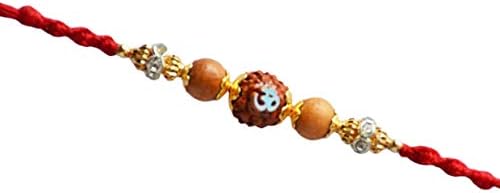 Religious Rudraksha with OM Rakhi for Brother Bhai Bhaiya with Beads Raksha Bandhan Traditional Rakhee for Kids Indian Hindu Festival