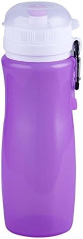 Kinor Collapsible Water Bottle, Silicon Foldable Leak Proof Outdoor 450ml Water Bottle (Purple)