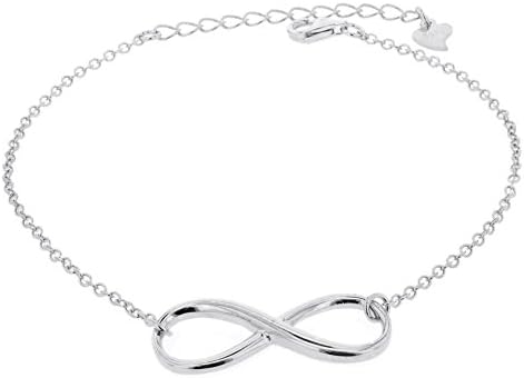 .925 Sterling Silver Infinity Anklet Bracelet,8+2" Extender