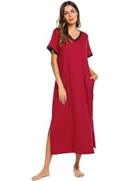 Ekouaer Sleepwear Vestido de dormir de manga corta para dama, ultrasuave