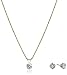 Amazon Essentials 10k Gold Swarovski Pendant Necklace and Earrings Jewelry Set, (previously Amazon Collection)