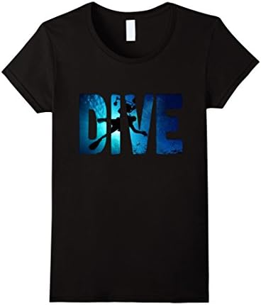 Women's Scuba Diving: Divers Shadow Deep Swim t-shirt blue &amp; black XL Black