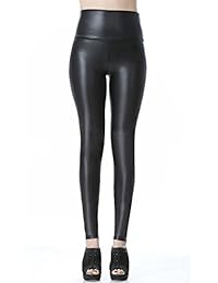 kskshape Sexy de piel sintética Cintura Alta Leggings para dama