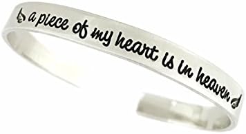 A Piece Of My Heart Is In Heaven Memorial Cuff Bracelet - Thick Pewter Cuff Bracelet - Hand Stamped Jewelry - Personalized Engraved Jewelry