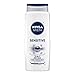 NIVEA MEN Sensitive Body Wash with Bamboo Extract, Moisturizing Body Wash for Sensitive Skin, Soap Free Shower Gel for Men with No Drying Alcohol, 16.9 Fl Oz Bottle