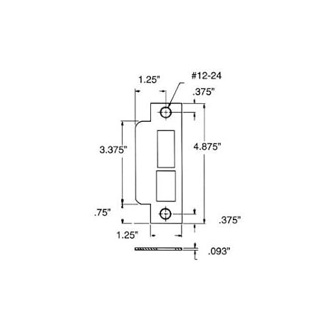 Baldwin 6040 Straight Lip Strike Plate Satin Brass