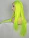 BLUPLE Silky Straight Lace Front Wigs Platinum Gray Trendy Heat Resistant Synthetic Hair Half Hand Tied Wigs for Cosplay Daily Wear (22 inches, Straight,Bright Yellow Green)