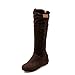 Mostrin Women's Suede Round Toe Slouch Mid Calf Comfort Casual Flat Boots