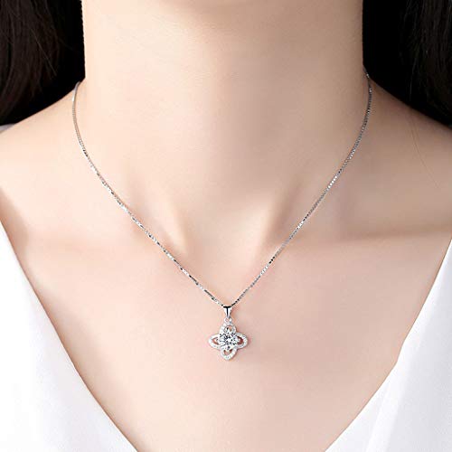 OWMEOT 925 Sterling Silver Dancing White Diamond Pendant Necklace,Charm Silver Plated Pendant Hollow Necklace Elegant Retro (Silver)