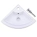 WENKEN One Hole Small Corner Ceramic Above Counter Top Bathroom Sink with Drainer, Vessel Sink with Overflow 12.6 x 12.6 x 17.1