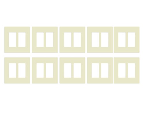 Enerlites SI8832 Screwless Decorator/GFCI Wall Plate 2-Gang Standard Size Child Safe Cover Plate, Light Almond, 10 Pack